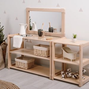 Child Montessori washbasin toddler Waschtisch kind Type A+ Plus, WITH mirror combined with a SMALL shelf  Gift for kids