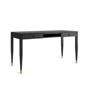 Black oak office desk with two solid oak drawers and shelf, mid century modern, study desk, home office desk, writing desk, solid oak desk