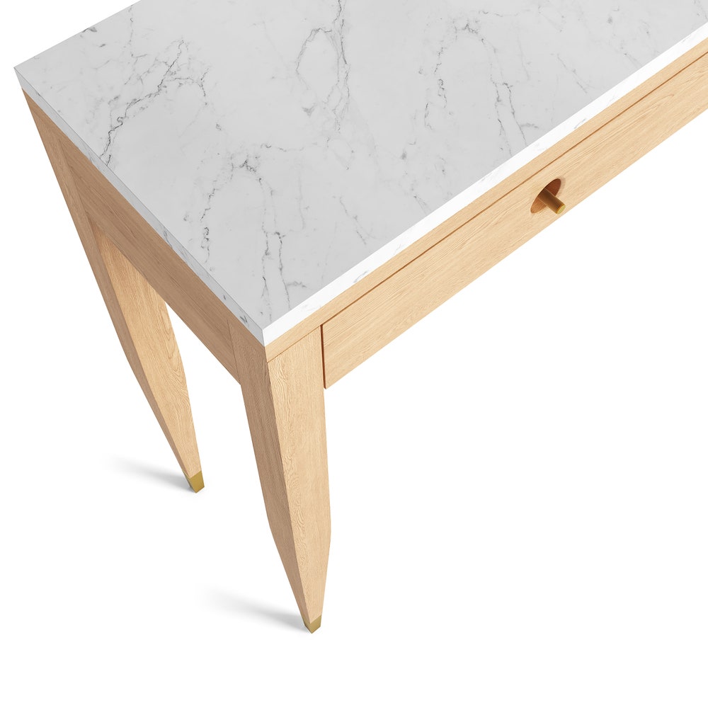 Walnut console table with marble top three drawers and two legs, hallway table, entryway table, dressing table in solid walnut wood - Image 4