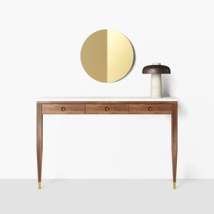 Walnut console table with marble top three drawers and two legs, hallway table, entryway table, dressing table in solid walnut wood