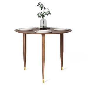 Round dining table, solid walnut wood table, kitchen table, mid century modern, black walnut, scandinavian