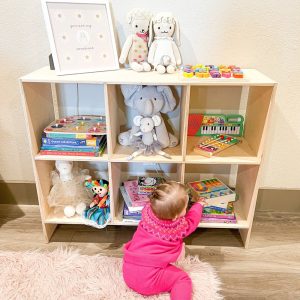 ETHAN- Montessori Toy Storage Cube Shelf - Handmade Toy Storage - Montessori Wooden Furniture - Wooden Toy Organizer - Book Shelf - USA
