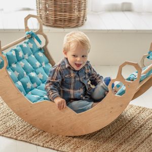 Unique baby gift - Montessori rocker with Cushion, Climbing Arch + pillow, Montessori toys, Toddler gift personalize toy for 1 year old