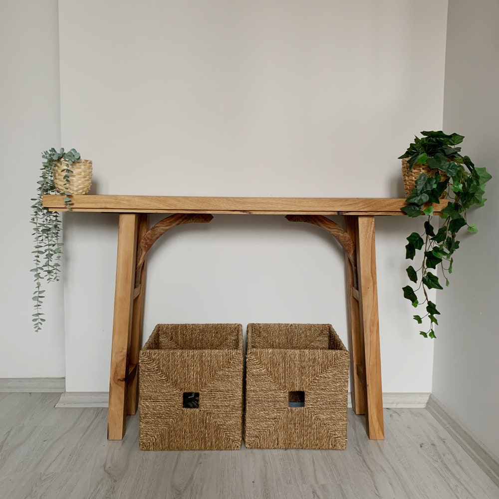 Console Table, Unique Rustic/Reclaimed Wood, Custom Farmhouse Hallway Sofa Entrway Wooden Solid Foyer Dresser Entry Table Gift for Women/Her - Image 9