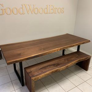 Walnut Dining Table and Bench