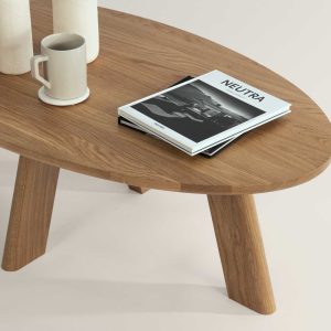 Oval Coffee Table | Solid Wood Coffee Table | White Oak Low Table | Minimalistic Design | Japandi Concept | MA COFFEE TABLE