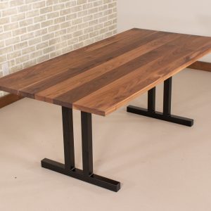 Modern Kitchen Table, Walnut Table Top on Steel Tuttle Base, Classic Walnut Dining Table, Solid Wood Kitchen Table, Walnut Rectangle Table