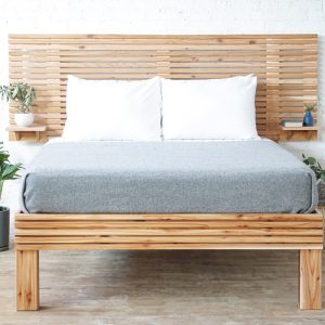 The Big Carolina Bed - Extended Headboard - Platform Bed and Natural Solid Wood Headboard - Rustic Modern - Mid Century - Handmade in USA