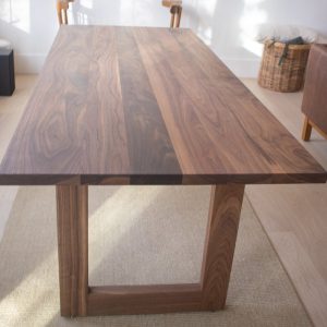 Walnut Dining Table, Mid Century Modern Dining Table, Large Danish Modern Table, Custom Walnut Dining Room Table on Square Dining Table Legs