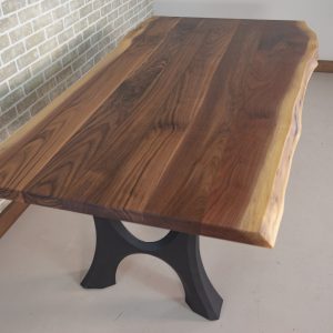 Live Edge Wood Slab Table, Live Edge Walnut Table on Steel Haru Legs, Custom Walnut Dining Table, Live Edge Dining Table