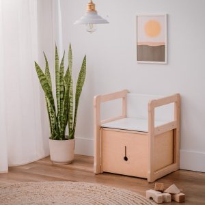 Montessori based Multifunctional BIG chair and BIG box set, certified solid wood and plywood Baby registry item Gift for kids