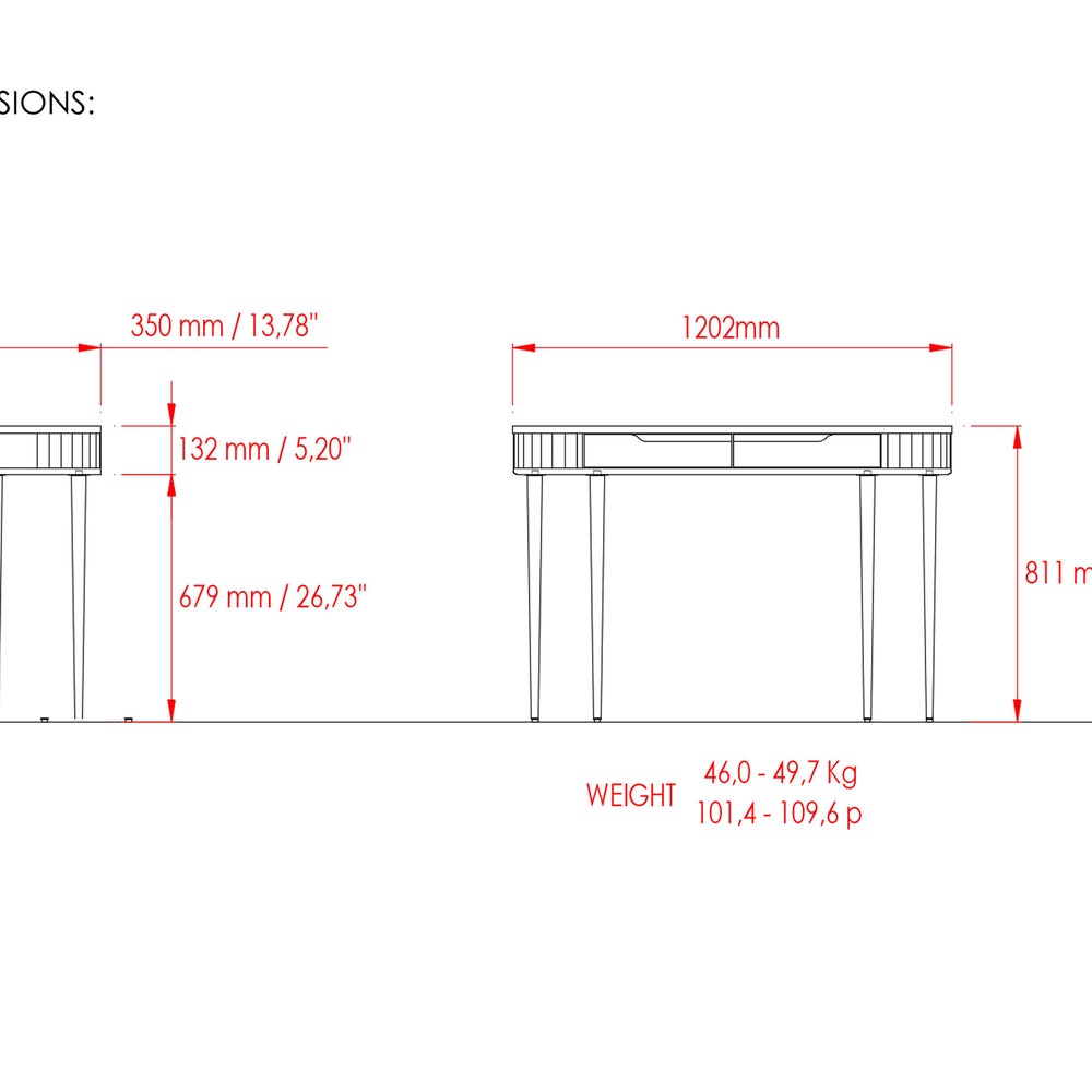 Narrow console table in solid American Oak or Walnut. - Image 11