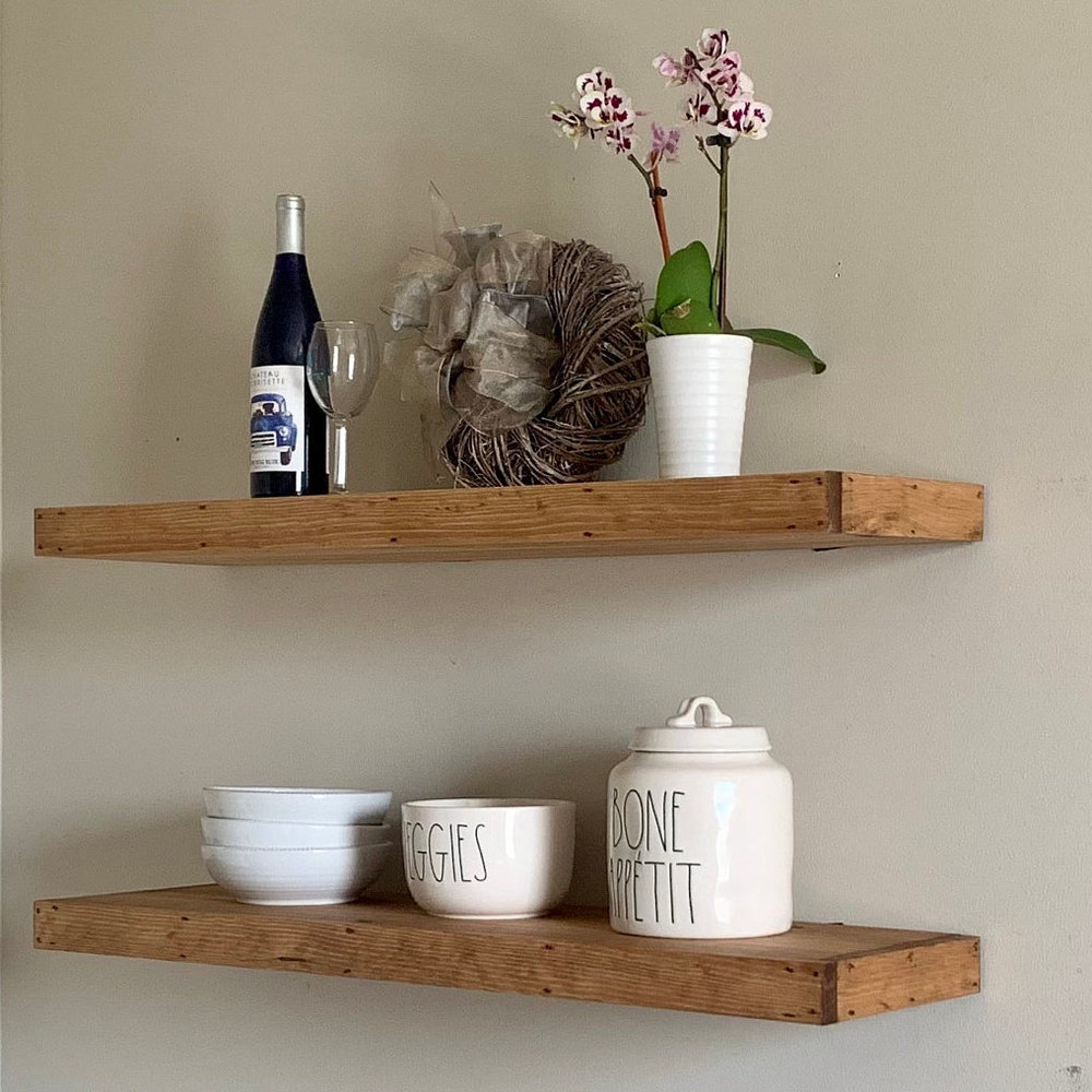 Wood Floating Shelf 2 Inch Thick | 10 Inch Deep | Rustic Shelving | Farmhouse Shelves - Image 3