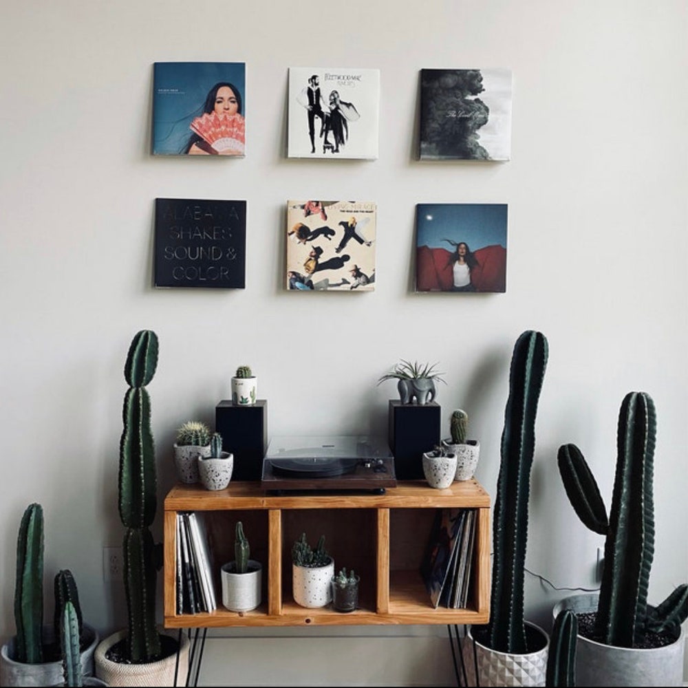 Vinyl Record Storage Record Player Cabinet Vinyl Record Holder Turntable Stand Customizable Handmade Vinyl shelves Tall Metal Legs 32” Tall - Image 7