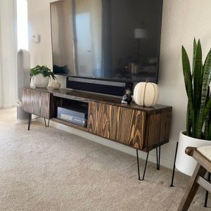 Tv Console Entertainment Center with Doors  Media Stand  Tv Cabinet  Tv Sideboard Storage Cabinet Living Room Furniture Low Tv Stand & Doors