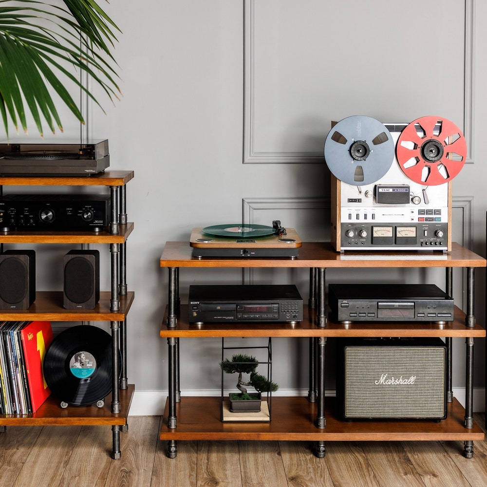 4 in 1 Registered design stand, 4 Tier Industrial Pipe Stand, Record player stand, Vinyl record storage, Record cabinet, Record console - Image 6