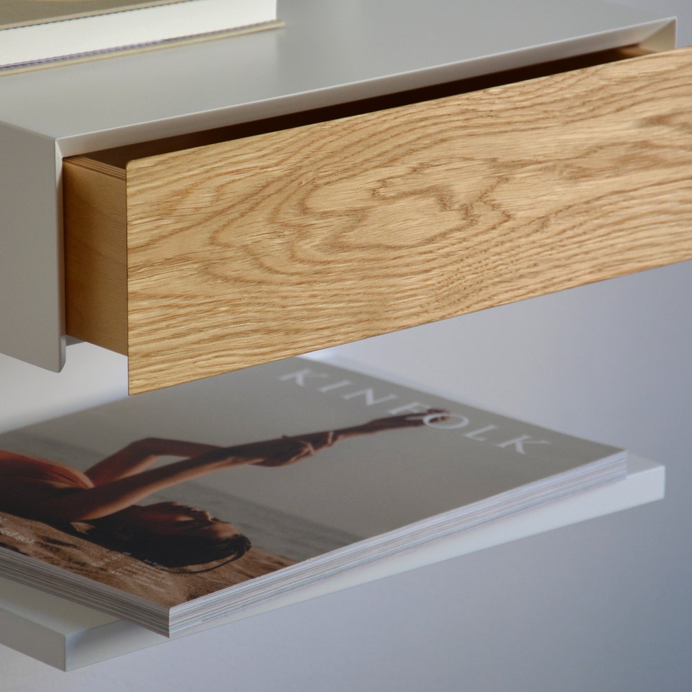 Floating nightstand with OAK drawer and an extra shelf - Image 3