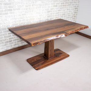 Live Edge Banquette Table, Live Edge Walnut Table on Pedestal Base, Live Edge Table with Pedestal, Small Live Edge Pedestal Table
