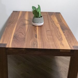 Small Dining Table for 2 or 4, Apartment Dining Table, Wood Table with Leg Showing Through the Table, Walnut Dining Table for Small Spaces