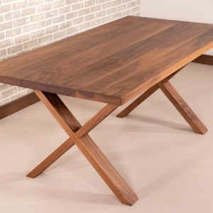 Walnut Kitchen Table, Walnut Table for Eat-In Kitchen, Black Walnut Dining Table on Flat Walnut X Legs, Modern Farmhouse Kitchen Table