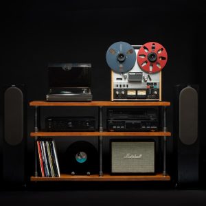 3 in 1 Registered design stand, 3 Tier Industrial Pipe Stand, Record player stand, Vinyl record storage, Audiophile rack, player console