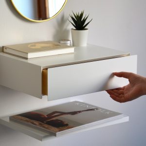 il_1000x1000.3946272093_cwpw.jpg White floating nightstand with drawer and an extra shelf