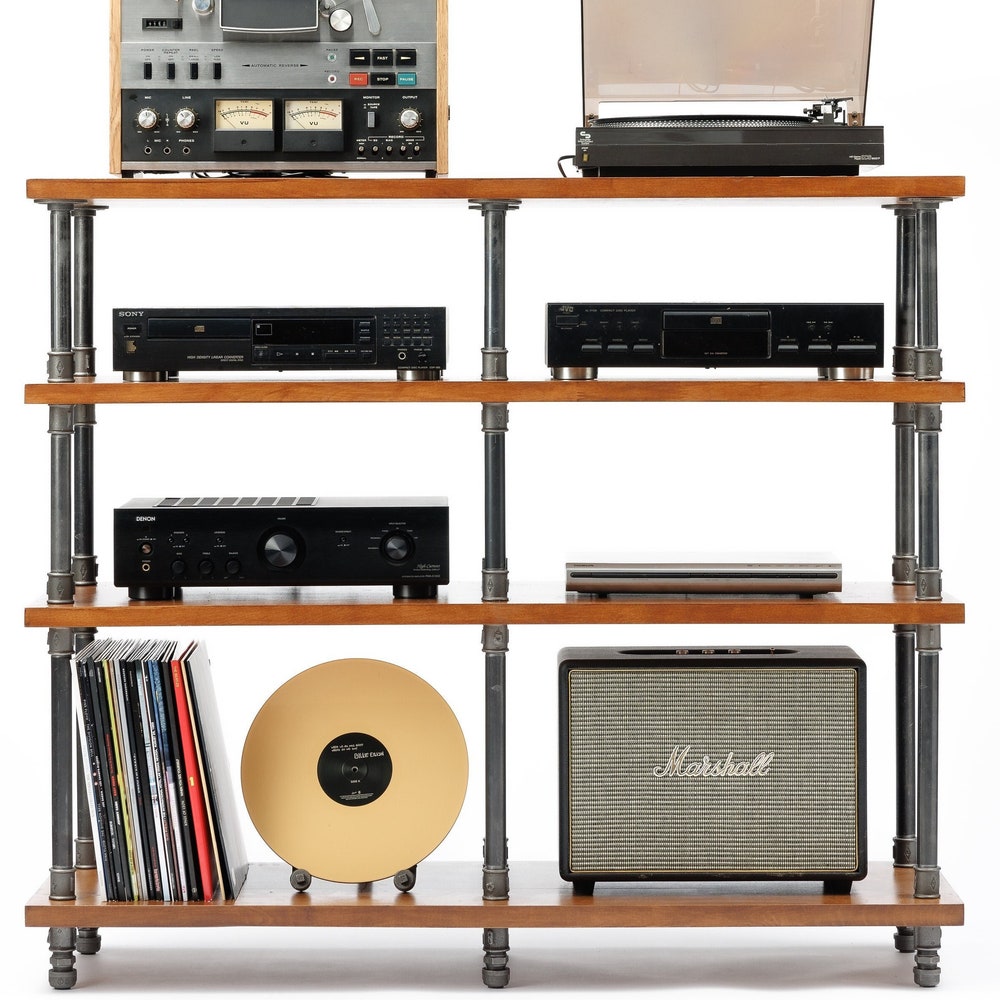 4 in 1 Registered design stand, 4 Tier Industrial Pipe Stand, Record player stand, Vinyl record storage, Record cabinet, Record console - Image 5