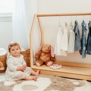 il_1000x1000.3948244623_iwkx.jpg Clothing Rack with Shelf - Toddler Nursery Decor - Montessori Furniture - Kids Storage - Montessori Wardrobe