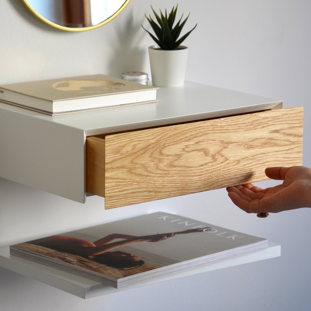 Floating nightstand with OAK drawer and an extra shelf - Image 2
