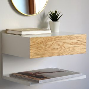 Floating nightstand with OAK drawer and an extra shelf