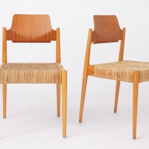 Pair of Egon Eiermann SE19 Chairs for Wilde + Spieth, 1953 – Beech & Willow Braid