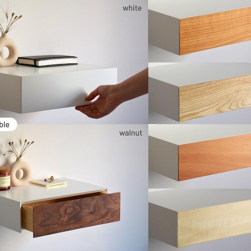 Minimalist floating nightstand with oak drawer | medium size | 2 pcs. (pair) - Image 10