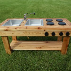 il_1000x1000.3977612155_i6lc.jpg Simple Mud Kitchen with Shelf | Outdoor Pretend Kitchen with Working Sink | Montessori Kids Kitchen | Backyard Wooden Toy | Sensory Table |