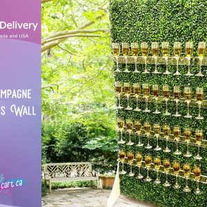 Greenery champagne wall, Grass drink Wall, Wedding decorations | Clear shelf glass holder | treat wall