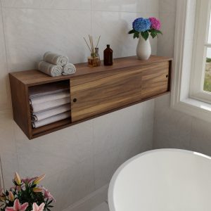 Floating Bathroom Storage Cabinet with Sliding Doors, Vanity, Console, Bathroom Floating Shelf, Bath Wall Decor