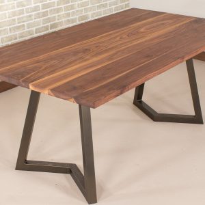 Black Walnut Table on Steel Legs, Walnut Dining Table on Bronze Colored Legs, Wood Table for Kitchen or Dining Room, Solid Walnut Table Top