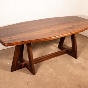 Octagon Dining Table, Custom Walnut Table, Octagon Shaped Walnut Dining Table on Double Cross Trestle Base, Octagonal Dining Table
