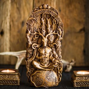 Cernunnos, Cernun, wood horned god, celtic god, altar statue, pagan god, wiccan, druid