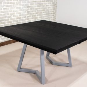 Black Dining Table with Leaves, Square Extendable Wood Dining Room Table, Expandable Wood Table, 42" Square Table Extending