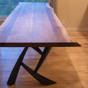 Unique Dining Table, Live Edge Walnut Table on Steel Draco Legs, Walnut Dining Table for 8 people, Modern Live Edge Table on Dramatic Legs