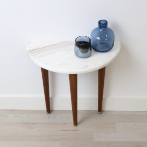 Side table for living room in solid american Walnut or Oak with marble top