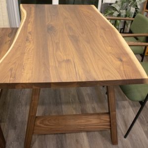 Breakfast Table, Live Edge Walnut Dining Table on Walnut H Legs, Wood Kitchen Table, Small Kitchen Dining Table, Small Walnut Table