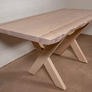 Live Edge Dining Table Top, White Kitchen Dining Table, Live Edge Ash Dining Table on Wood Legs, Solid Wood Kitchen Table, Small Wood Table