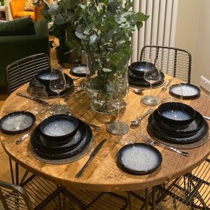 Rustic Dining Table With Industrial Legs-  Reclaimed Round Table -For Indoor Or Outdoor Use- ALFIE