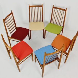Mid Century German solid oak, 6 Dining Chairs by Ernst Martin Derringer