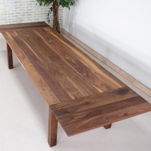 Extendable Rustic Dining Table, Walnut Farmhouse Table Extension, Expandable Farmhouse Kitchen Table, Farmhouse Table with End Extensions