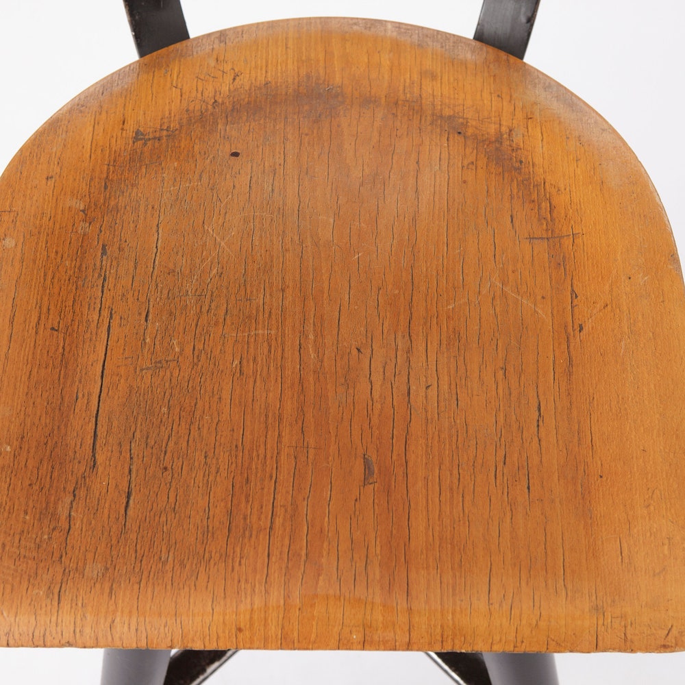 1 of 3 Vintage Industrial Chairs from the 1950s – Sturdy Beech & Metal Design, Timeless Factory Aesthetic - Image 7