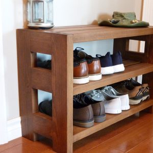 30 inches Rustic Shoe Rack 3 levels, Shoe Storage, Shoe Organizer, Shoe Cabinet, Shoe Rack Wood