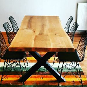 Solid Wood Live Edge Dining Table , Walnut Dining Room Table , Modern Farmhouse Dine Table , Rustic Kitchen Table