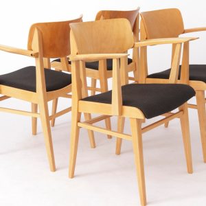 Set of 4 Vintage Casala Armchairs, 1960s-1970s, Restored with Black Upholstery – Mid-Century Modern, Excellent Condition